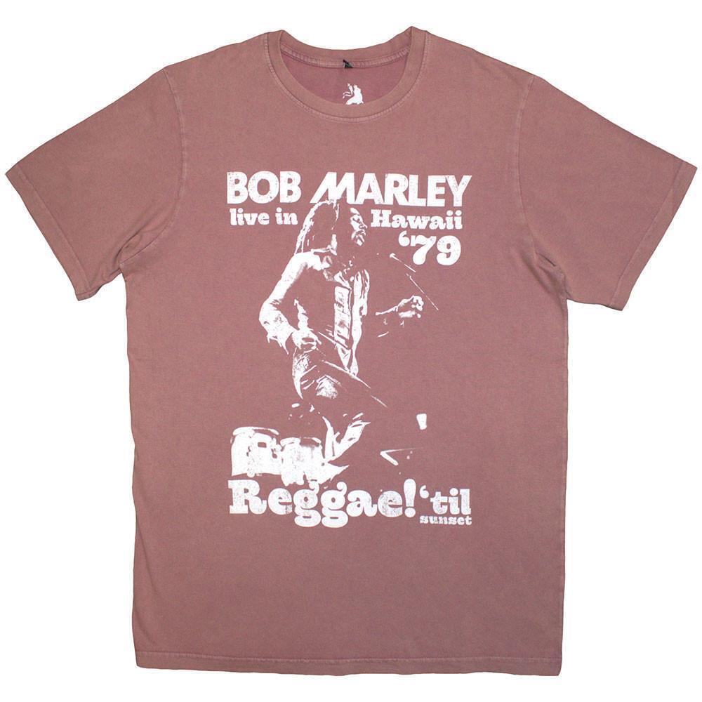 Bob Marley Unisex Stone Wash T Shirt Hawaii Kashmir Red